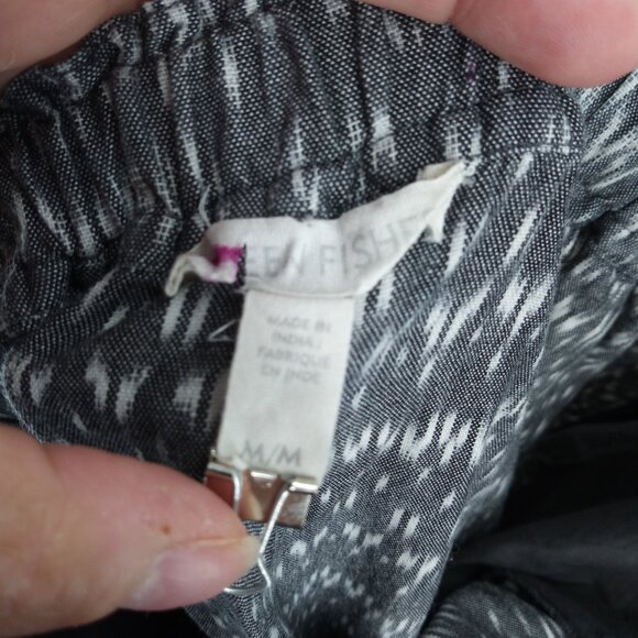 Eileen Fisher Ikat Pleated Organic Cotton A Line Skirt Size M Gray Pockets - Picture 10 of 11